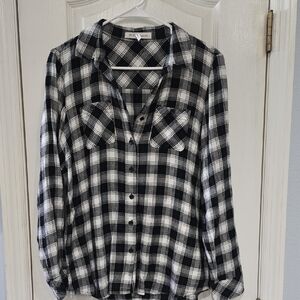 BCBGeneration Black and White Plaid Button Down Shirt